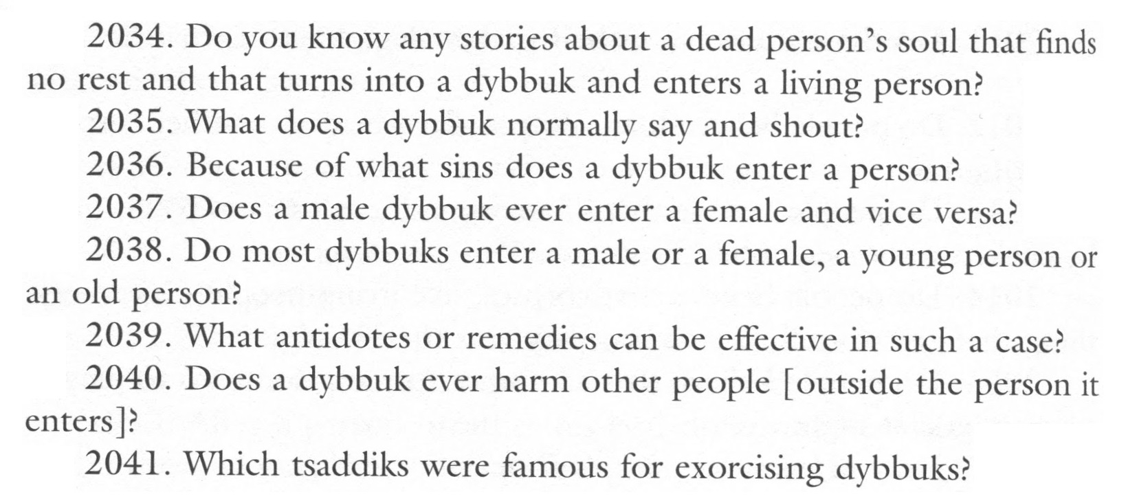 Dybbuk-related questions from the Ansky Jewish Ethnographic Program
