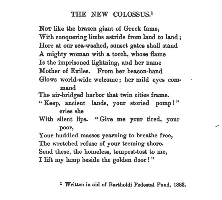 The New Colossus by Emma Lazarus